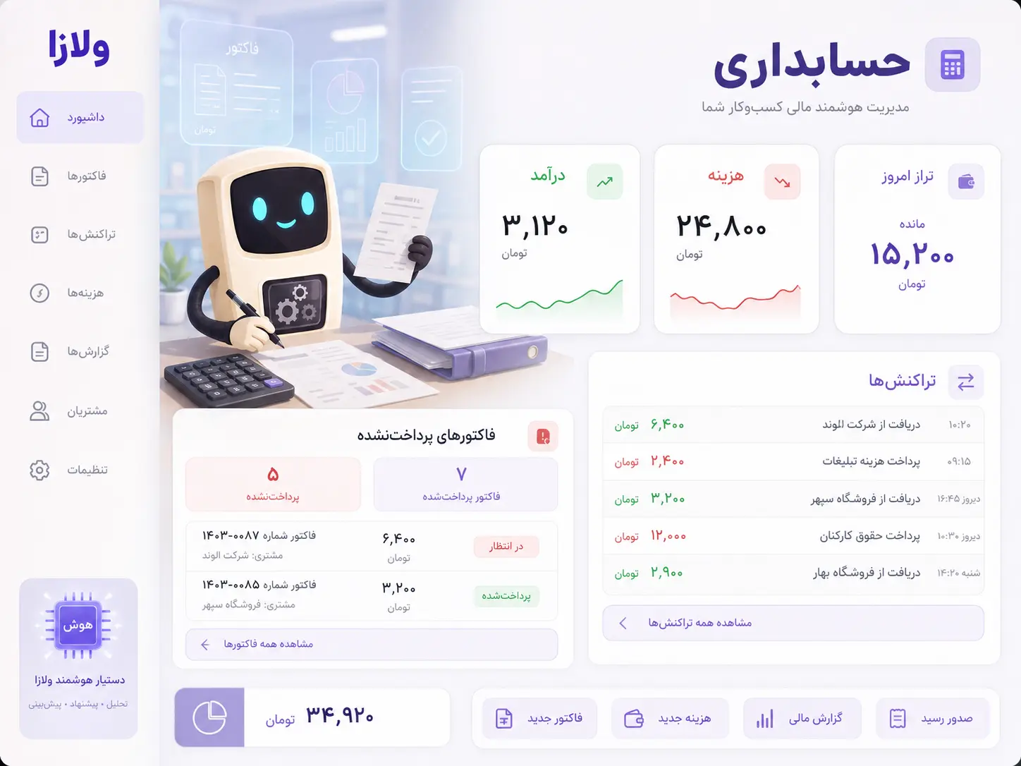 داشبورد ولازا